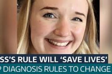 Photo of Jess with the words 'Jess's rule will save lives. GP diagnosis rules to change.